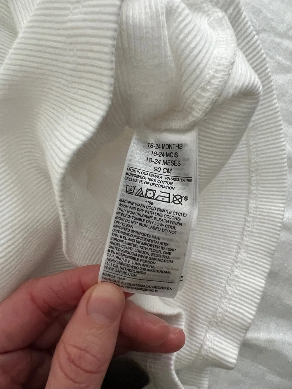 GAP Girls' White Ribbed Long-Sleeve Top